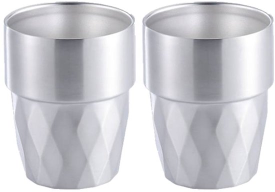 Mugs - 2-piece set - Stainless steel mugs - Double-walled water mugs made of 304 stainless steel - Beer mugs - Coffee mugs