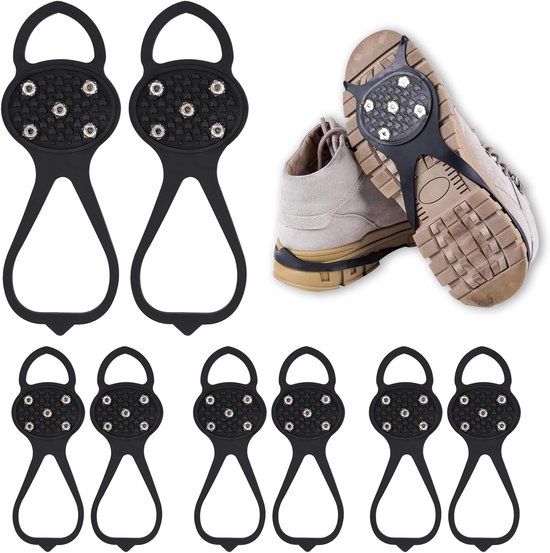Non-slip sole for snow boots - 4 pairs - Safe walking on ice and snow - Suitable for size M (34-40) - Non-slip studs - Suitable for winter walking, hiking, jogging, strolling and mountaineering
