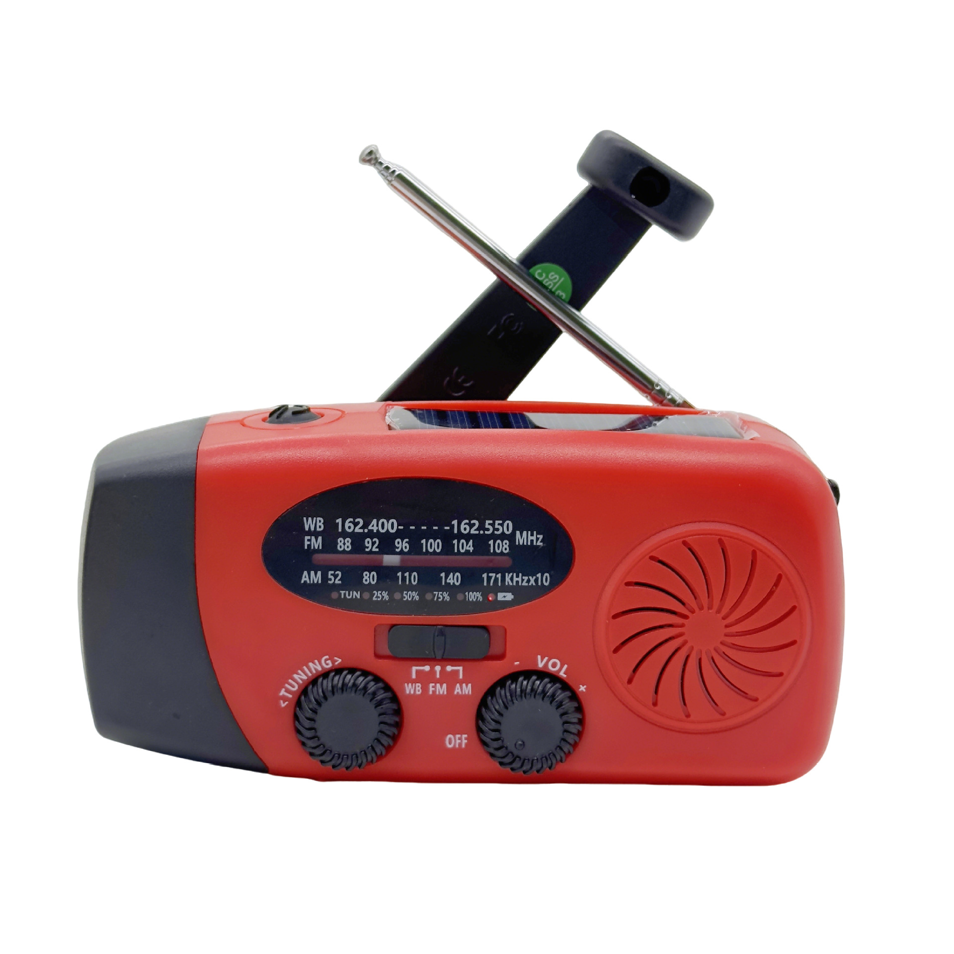 Emergency Radio Solar Wind-Up - Model 2025 - 6000 mAh Power Bank - AM/FM Radio with Flashlight & SOS - Emergency Kit for Camping & Disasters - Red