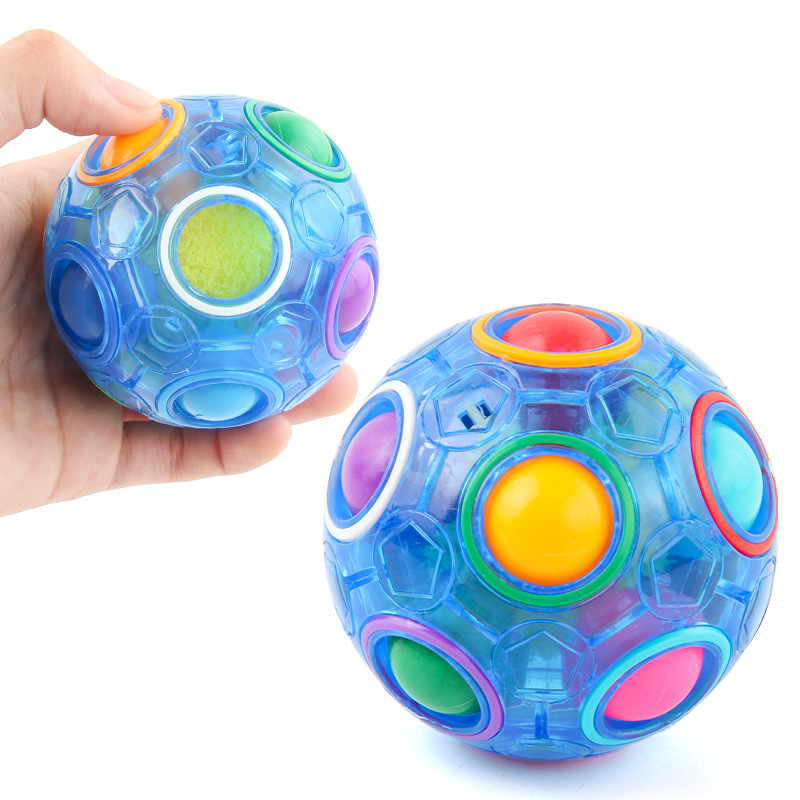 Rubik's Cube - Magic Ball - Educational Toy - Rainbow Ball Finger Soccer Rubik's Cube with Odd Shape Fingertip Magic Ball Stress Relief Novelty Toy - 12-Hole Press