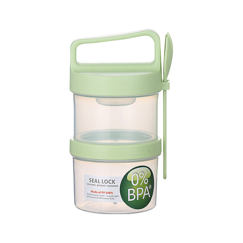 Yogurt Cup To Go Portable Salad Cup with Fork - Double-Walled Leak-Proof Yogurt, Fruit & Oatmeal Cup - Takeaway Breakfast Cup - Reusable Cheese Cup - Double-Walled - 920 ml