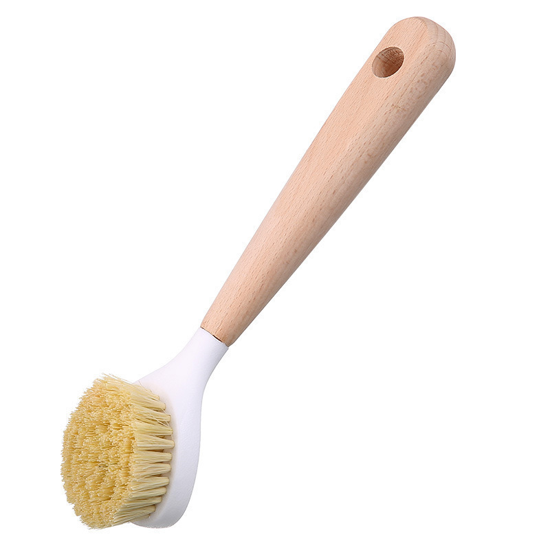 Natural Sisal Dishwashing Brush with Wooden Handle – Eco-Friendly Pan and Dish Brush – Long Handle Kitchen Cleaning Brush – Durable & Scratch-Free