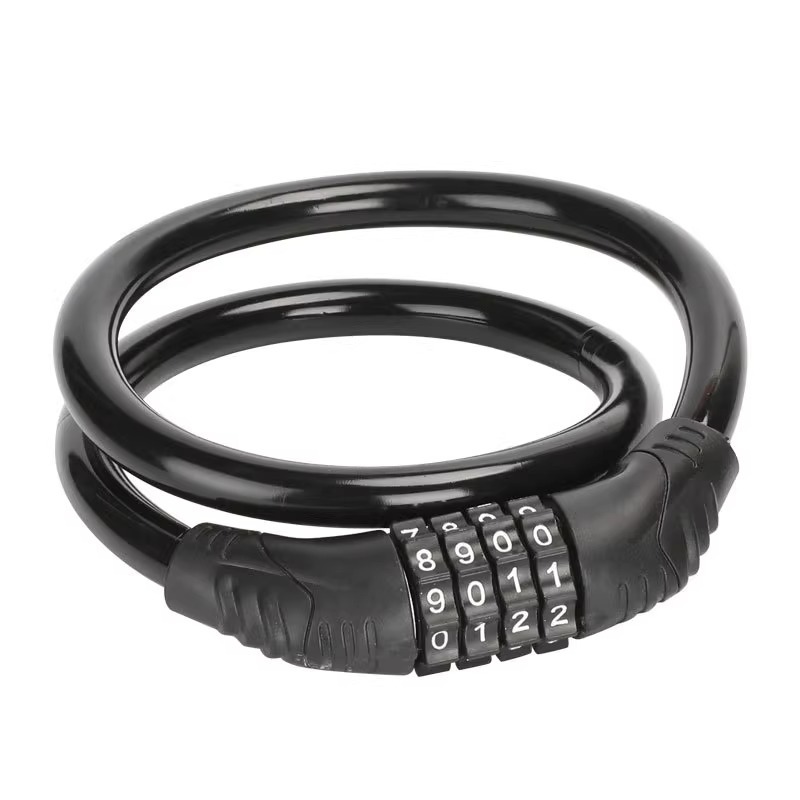 Bicycle Lock with Number Code - Portable Chain Lock for Mountain Bike / Electric Bike - 4-Digit Combination Lock, Weatherproof & Anti-Theft