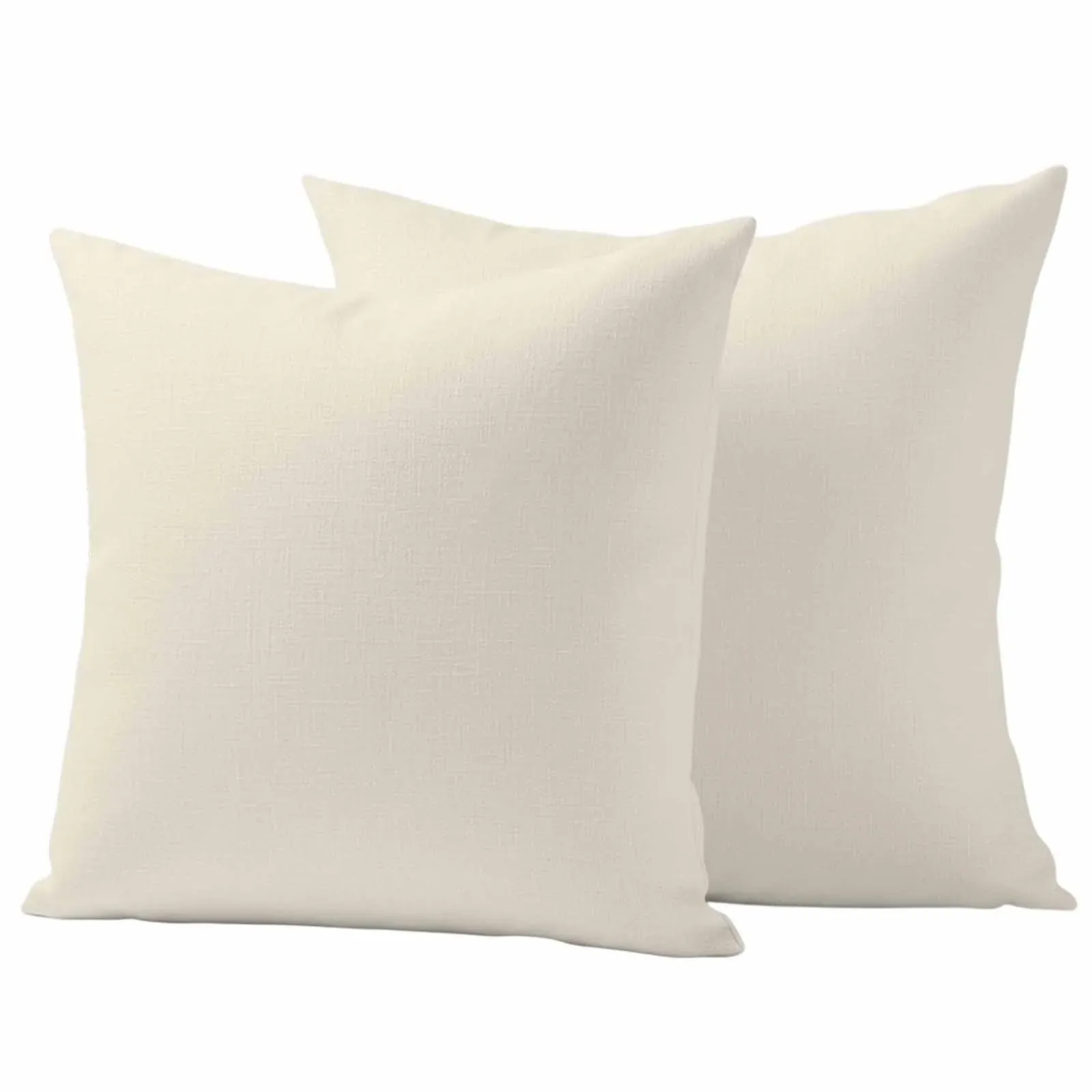 Cream Outdoor Pillow Covers 18"x18" Set of 2, Plain Waterproof Throw Pillow Covers for Patio Sofa Furniture and Porch Decor