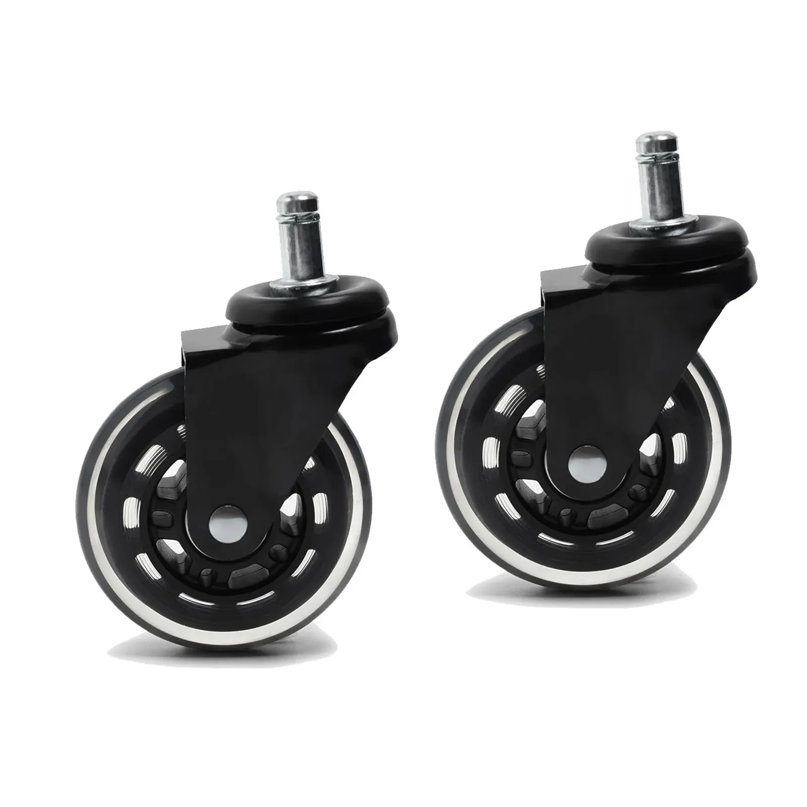 Office Chair Wheels, 3 inch 11*22cm Caster Wheels Replacement for Hardwood Floors and Carpet, Heavy-Duty Casters with 650 lbs Load Capacity, Black