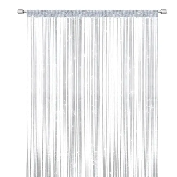 White String Door Curtain, 100 x 200 cm Tassel Room Divider for Doorways, Windows, Home Decor and Interior Spaces