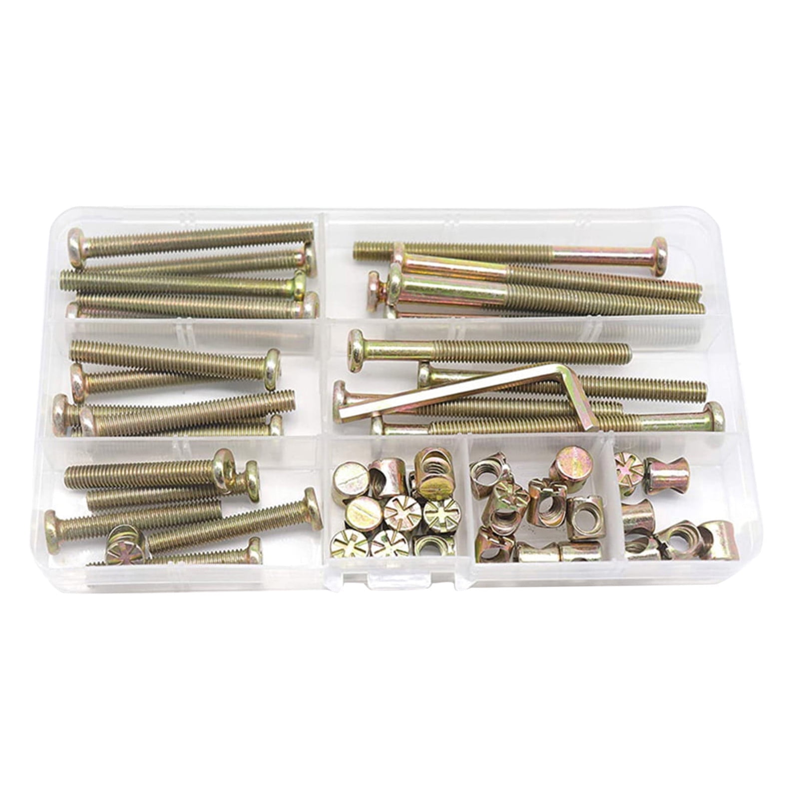 BINGLI Plated Screws and Screws Replacement Parts Furniture Socket Head Screws for Furniture Cots Beds Crib Nut Assortment Sets for Bed Frame,Furniture,Chairs and Cabinets One Size Gold 2PCS