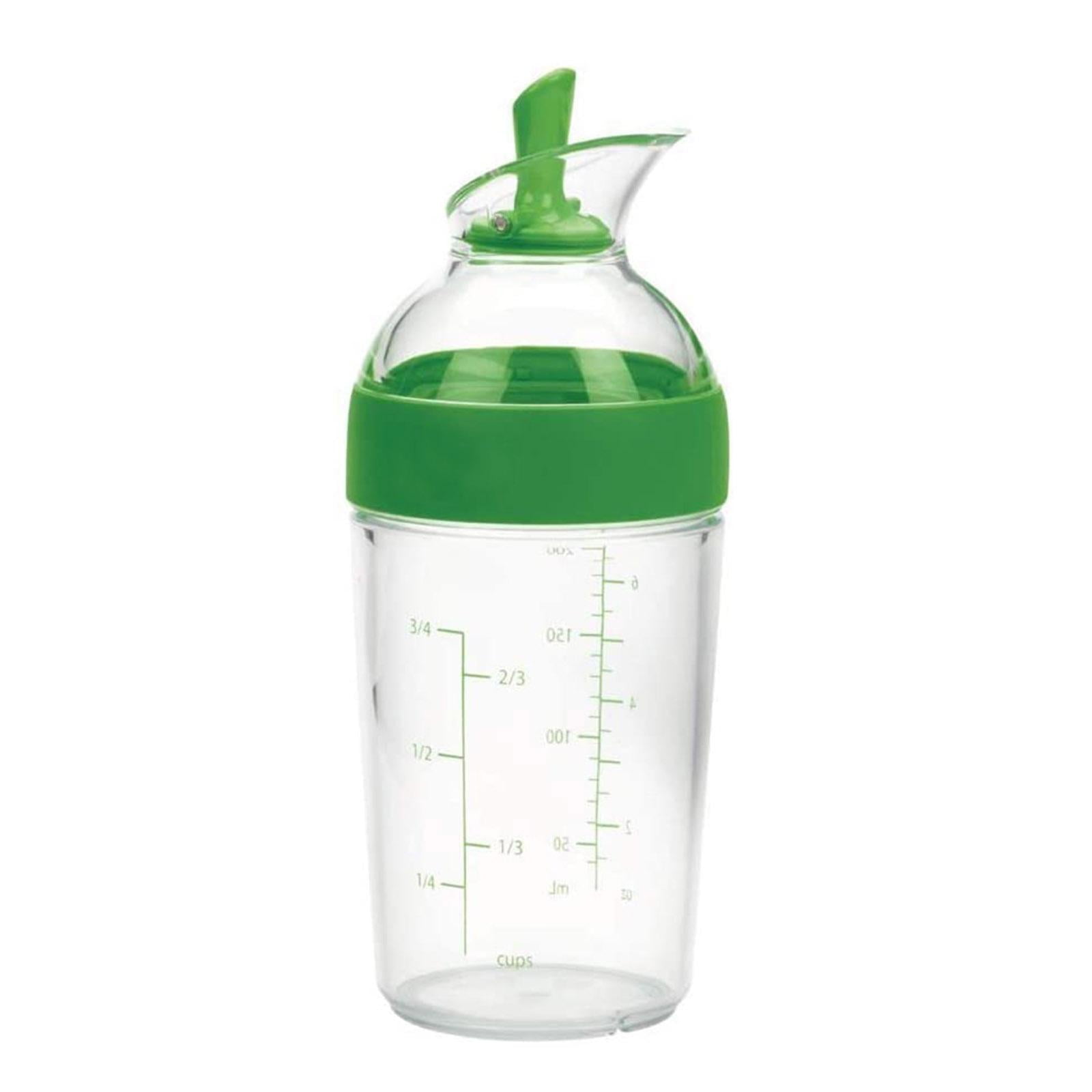 Salad Dressing Shaker Container Bottle Universal Manual Sauces Mixer Juice Mixing Bottle Resistant 8.4with Measurement Green