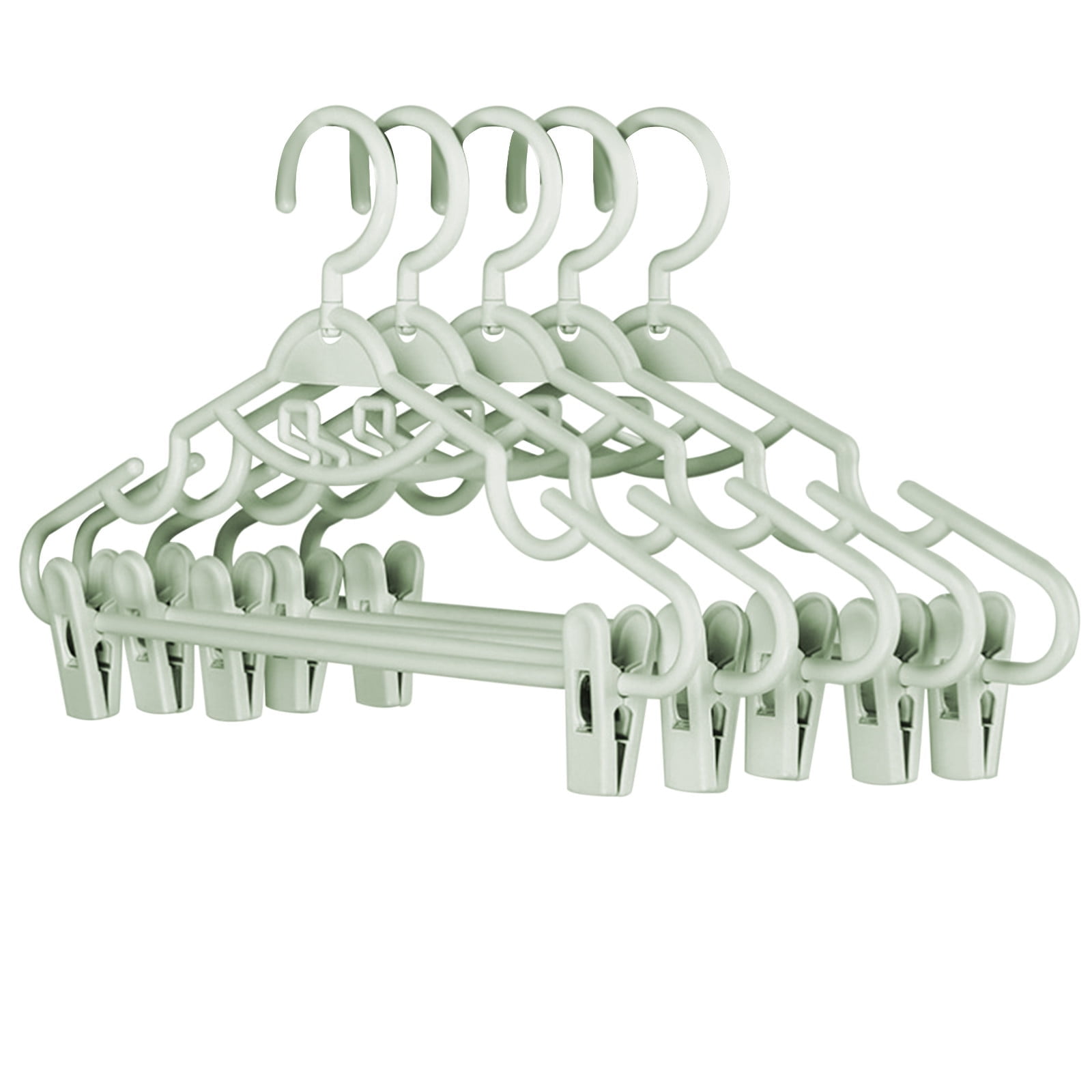 JSCDRPDWL Plastic Pants Hangers with Clips 5 Pack Heavy Duty Skirt Hangers Swivel Hook and Notches Space Saving Acrylic Clip Hangers for Pants Suitable for All Clothing Green