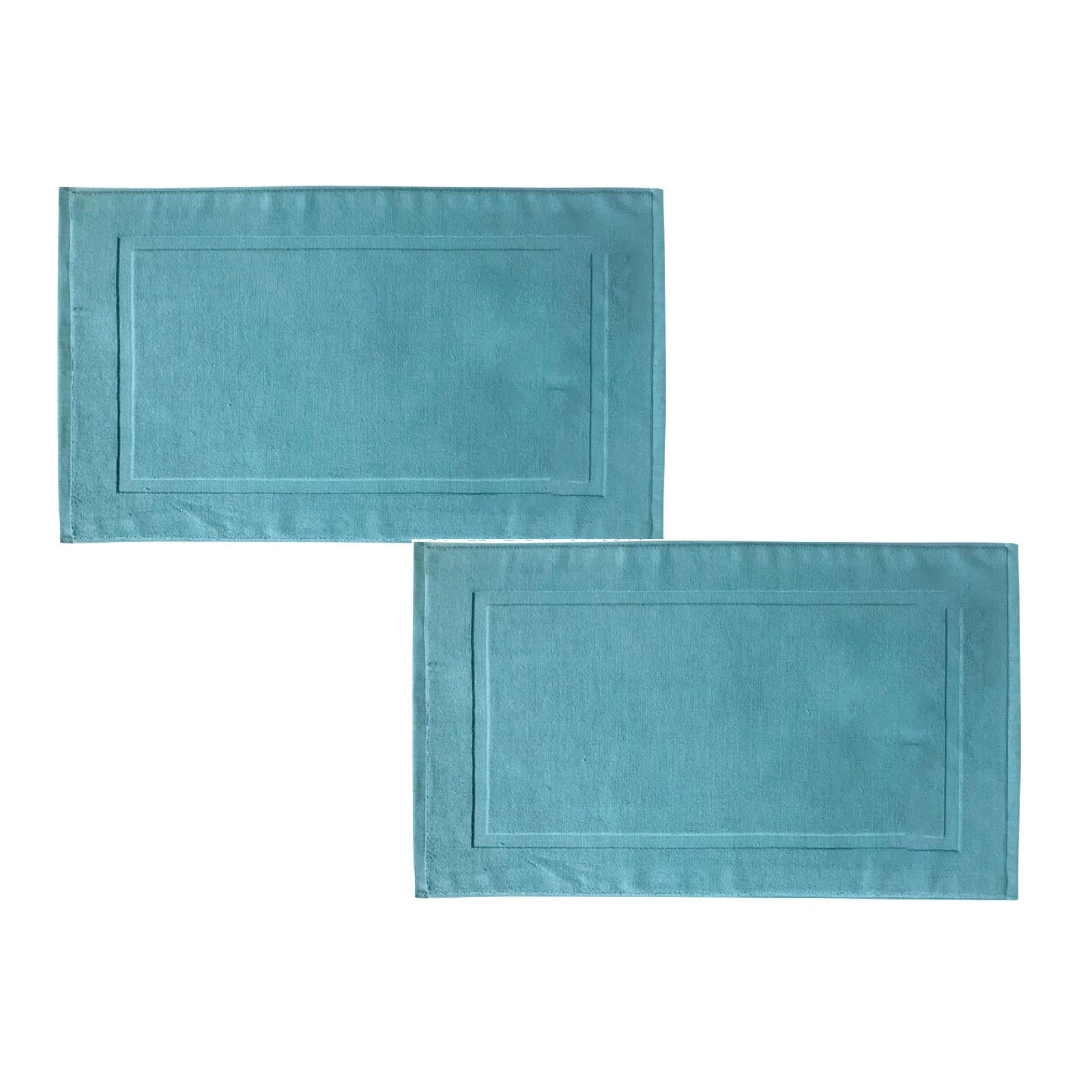 2PCS White Cotton Classic Rug Bath Mats Absorbent Cotton Hotel Spa Shower Bathtub Mats [Not A Bathroom Rug] Machine Washable Shower Bathroom Floor Towel White
