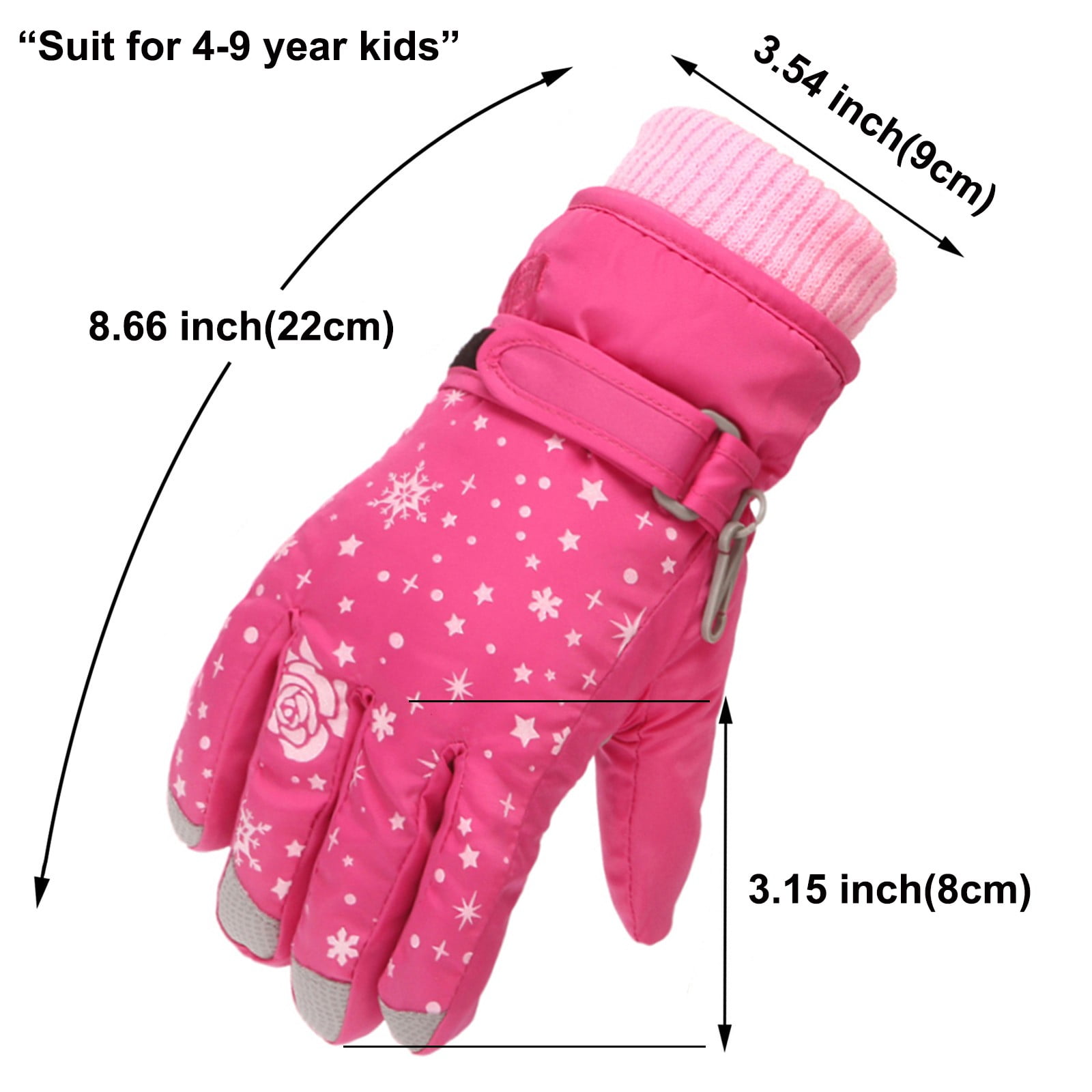 TAIAOJING Kids Winter Snow Ski Gloves Kids Winter Warm Windproof Cold Weather Outdoor Sports Gloves For Boys Girls Snow Gloves Ski Gloves One Size Z8 Orange