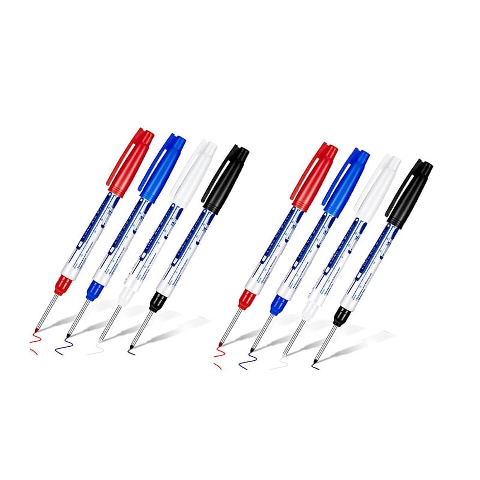 8 Pcs Deep Reach Markers Long Nose Marker Waterproof Deep Hole Marker 30 mm Reach Permanent Markers, 4 Colors