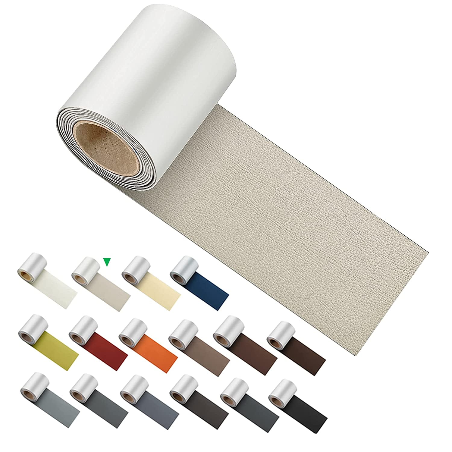 Miaochuan 3 x 60 Inch Self Adhesive Leather Repair Patch Tape, and Leather Repair Kit for Couches, Furniture, Car Seat, Boat Seat, Sofa, Upholstery, Chair, Interior(Ivory Brown) 3" x 60" Gray