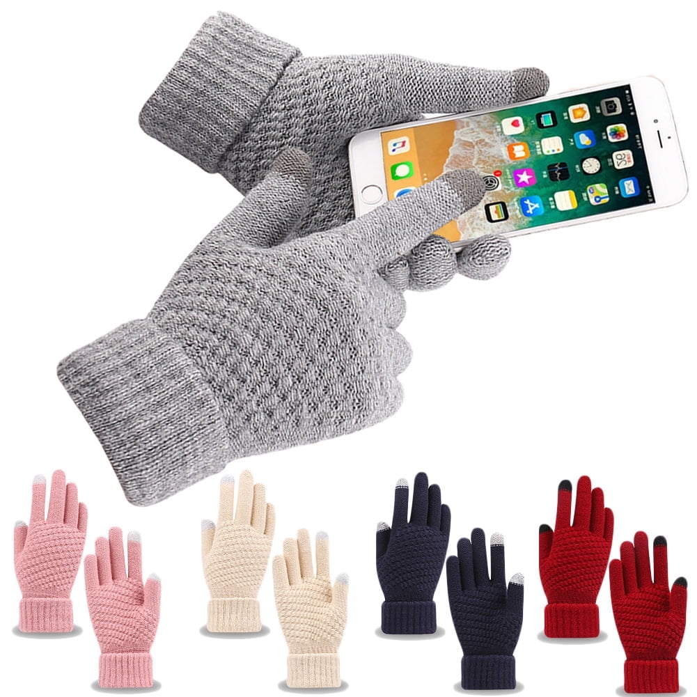 Dalrosia Women's Winter Touch Screen Gloves Warm Fleece Lined Knit Gloves Elastic Cuff Winter Texting Gloves Black