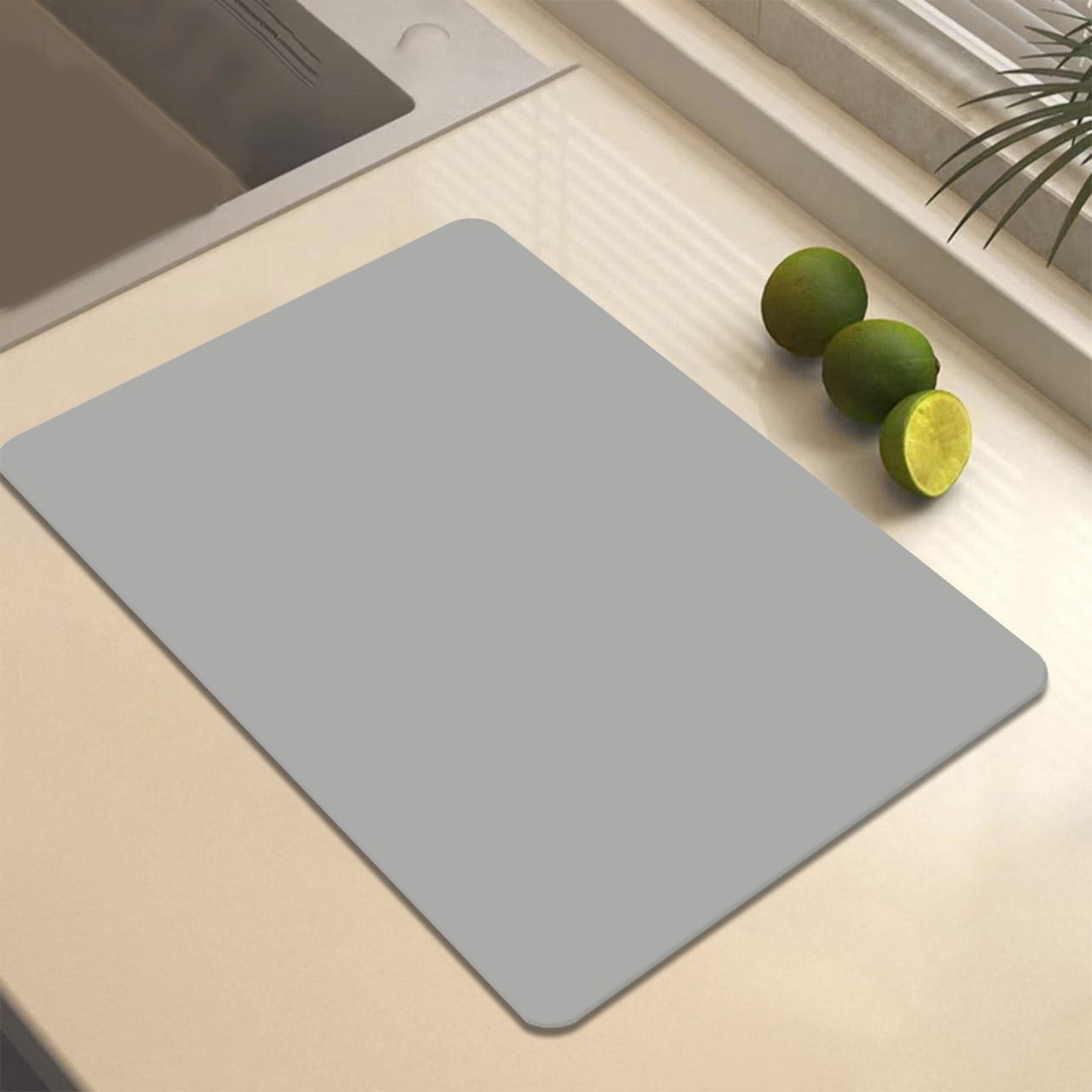 Dish Drying Mat, 12x16" High Absorbent & Soft Dish Drainer, Diatomite Drying Matt Kitchen Counter for Kitchen Countertops, Sinks, Draining Racks, Drying Mat Gray