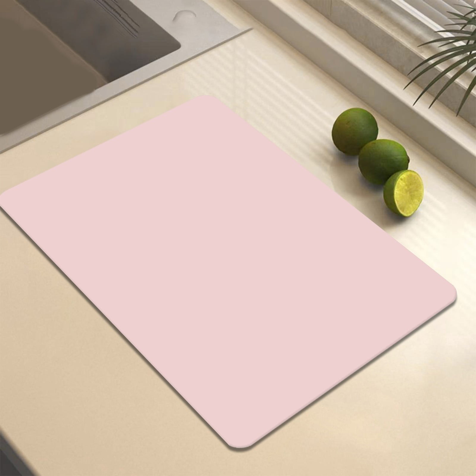 Dish Drying Mat, 12x16" High Absorbent & Soft Dish Drainer, Diatomite Drying Matt Kitchen Counter for Kitchen Countertops, Sinks, Draining Racks, Drying Mat Hot Pink