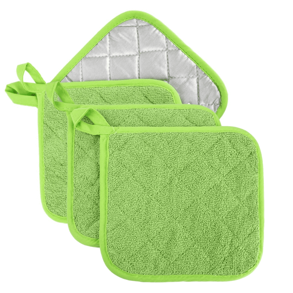 4 Pack Pot Holders for Kitchen Heat Resistant Pot Holders Sets Oven Hot Pads Terry Cloth Pot Holders for Cooking Baking(7"x 7",GRAY) 7" x 7" RED