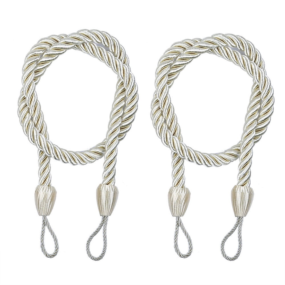 Curtain Holdbacks, 2PCS Curtain Tie Backs for Curtains, Ropes Tie Backs for Curtain Cord Buckle Tiebacks Tie Backs Beige
