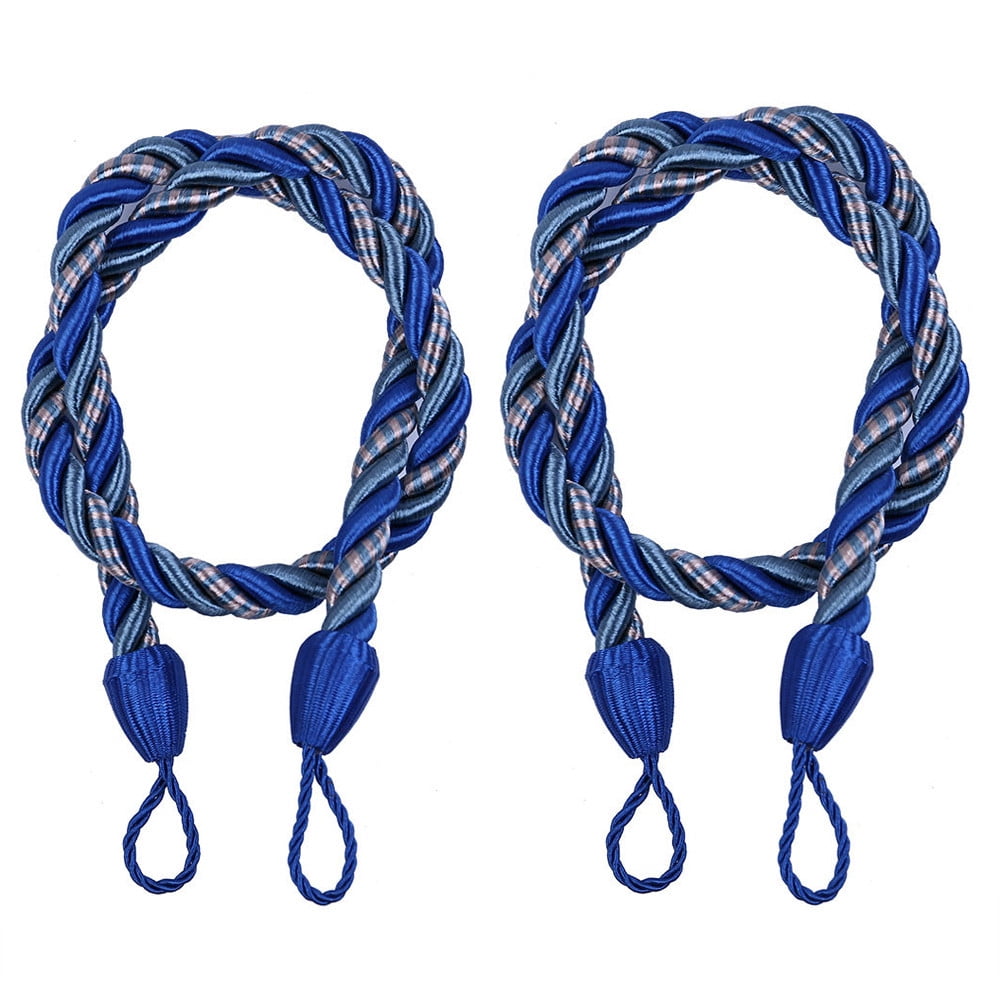 Curtain Holdbacks, 2PCS Curtain Tie Backs for Curtains, Ropes Tie Backs for Curtain Cord Buckle Tiebacks Tie Backs Beige Blue
