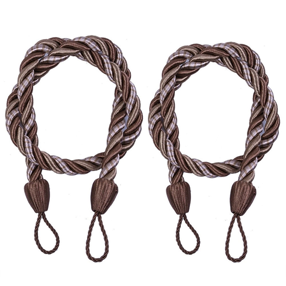 Curtain Holdbacks, 2PCS Curtain Tie Backs for Curtains, Ropes Tie Backs for Curtain Cord Buckle Tiebacks Tie Backs Beige Coffee