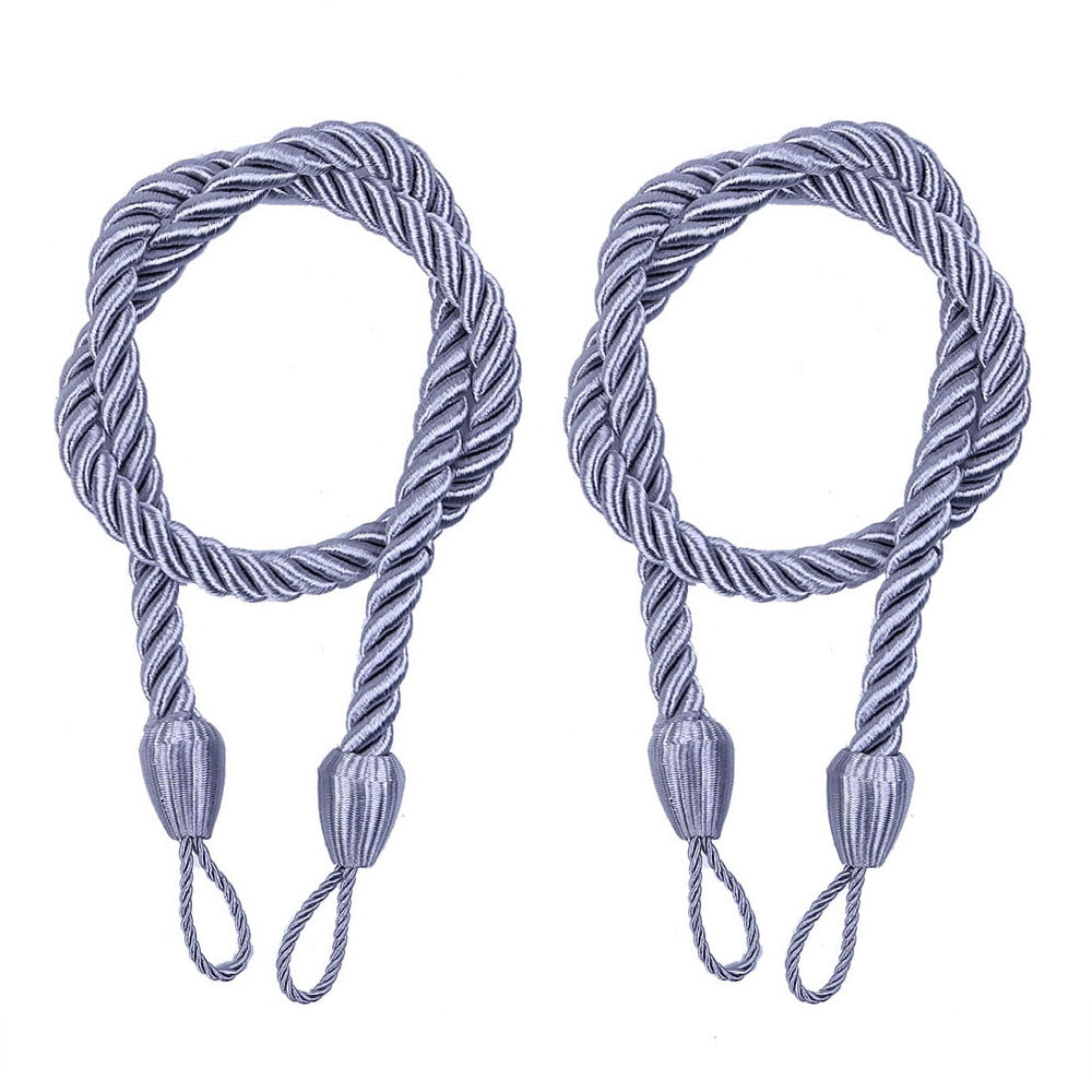 Curtain Holdbacks, 2PCS Curtain Tie Backs for Curtains, Ropes Tie Backs for Curtain Cord Buckle Tiebacks Tie Backs Beige Gray