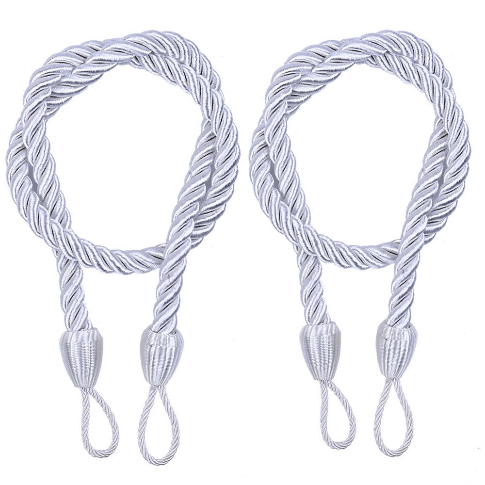 Curtain Holdbacks, 2PCS Curtain Tie Backs for Curtains, Ropes Tie Backs for Curtain Cord Buckle Tiebacks Tie Backs Beige White