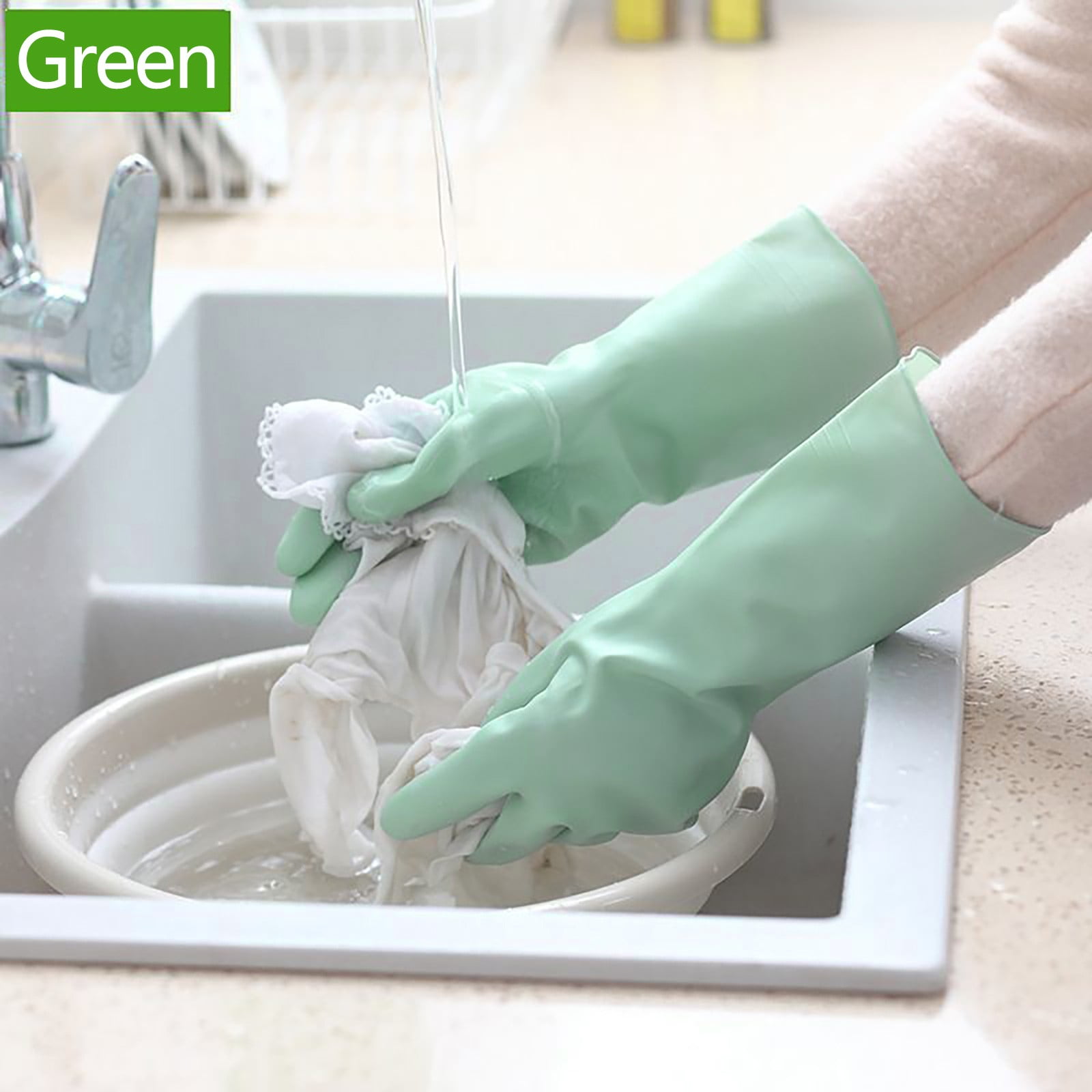 LSLJS Rubber Gloves, Cleaning Gloves, Dishwashing Gloves, Kitchen Gloves for Washing Dishes, Household Reusable Gloves for Cleaning, Dishwasher Safe Flower Print Dish Gloves Medium Pink On Clearance L Mint Green
