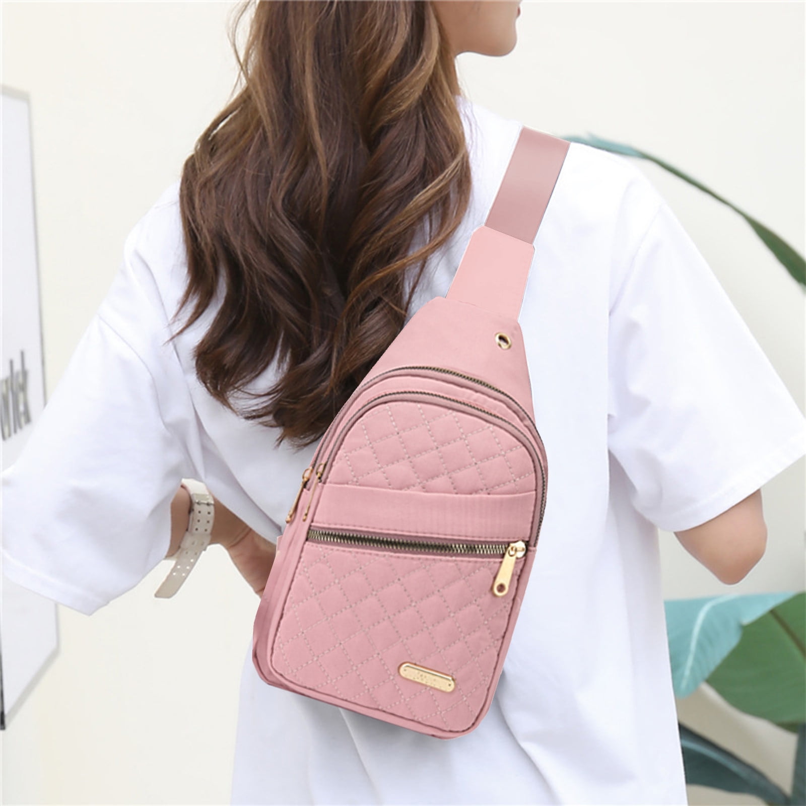 Suncoda Sling Bag for Women, Crossbody Sling Backpack Small Sling Bag Multipurpose Crossbody Shoulder Bag Travel Hiking Backpack, Sling Bag for Men #1-Pink