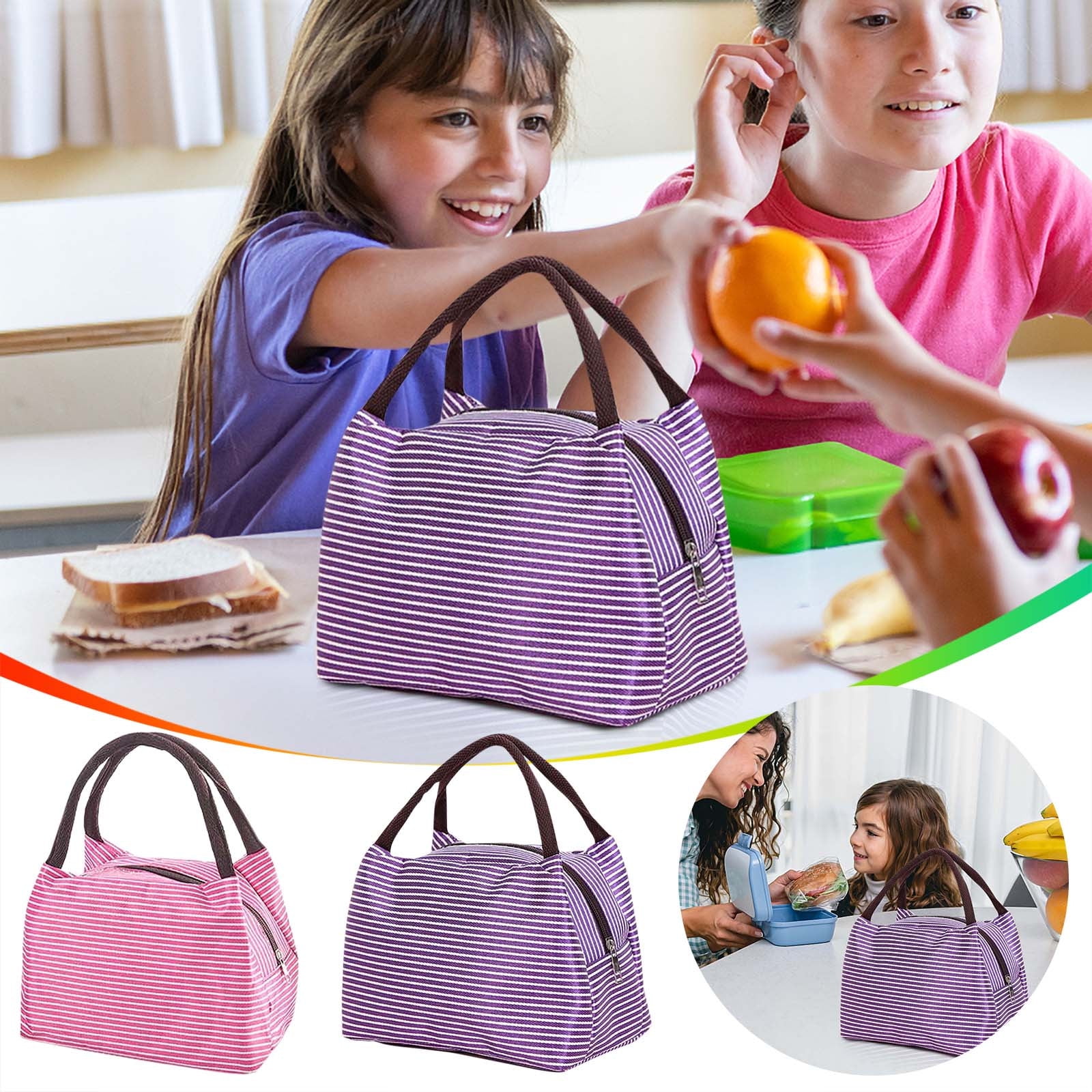 Lunch Box Lunch Bag For Women Insulated Lunch Bag Reusable Tote Cooler Bag Lunchbox Suitable for Work, Travel, Outdoor Pink