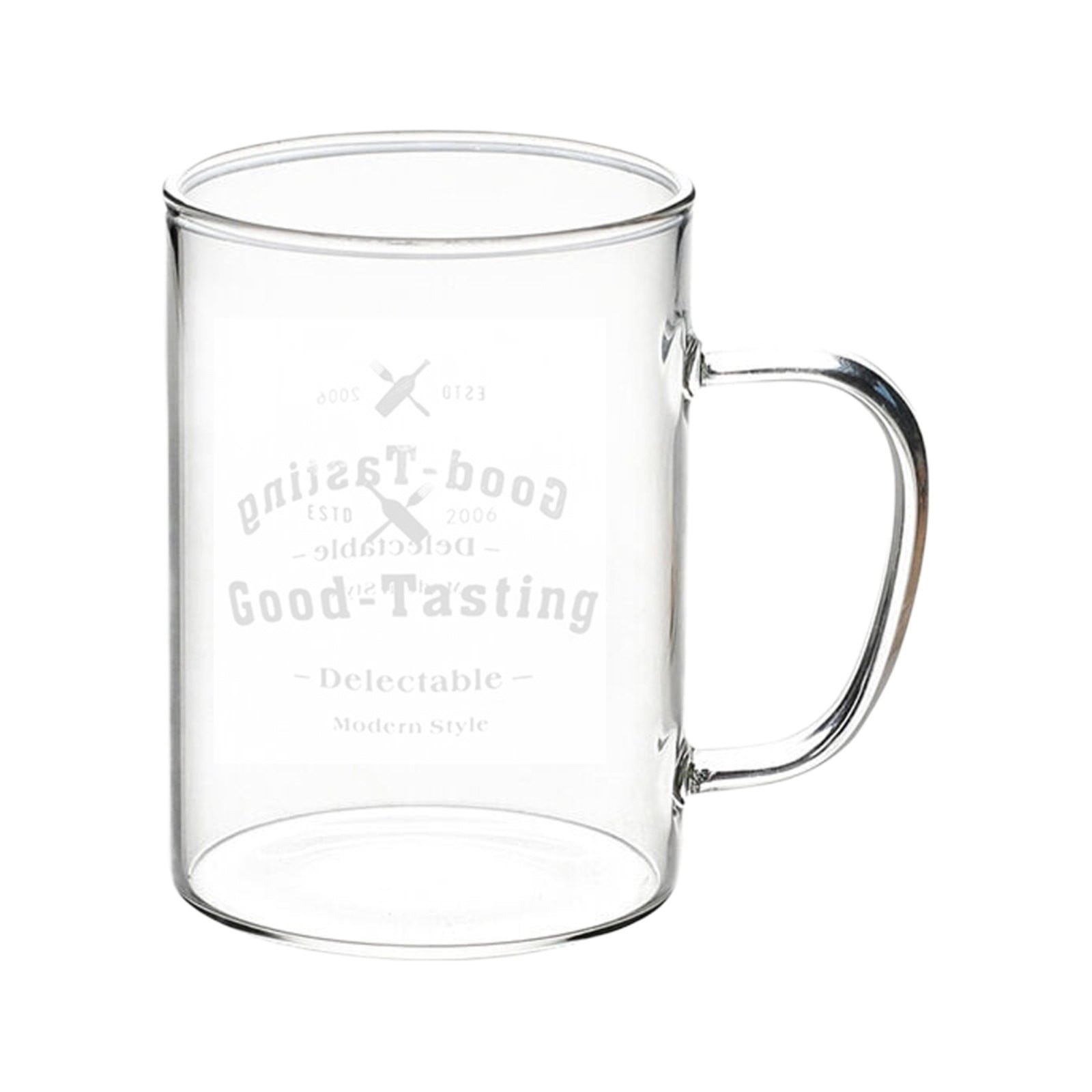 JWDX Bottle, Mug, Kitchen Supplies Clearance, Clear Glass Coffee Mugs 17 Oz Clear Transparent Tea Cups & Coffee Glasses Large Cappuccino Clear Cup with Handle for Hot/Cold Beverage Circular White