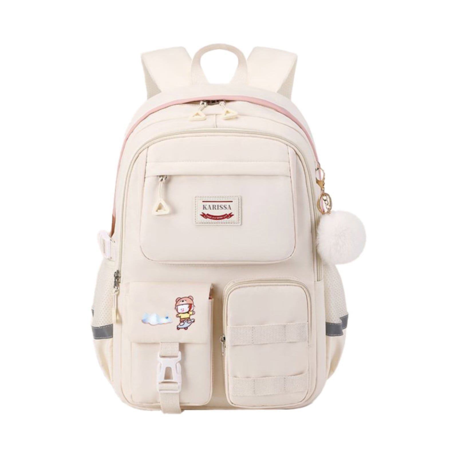 Back to College Yxwen school bag 17" Travel Backpack Carry on Laptop Backpack Overnight Bag Bag Casual Daypack for Women Men White
