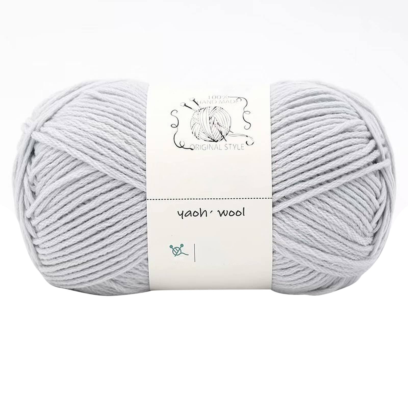 LGCASL Hand-Knitted Yarn #2 Pure White , 1Pc100G Hand Woven Cotton Yarn Soft Crochet Yarn for Hand Knitting Warm Sweater Sofa Cushion Scarf Diy Light Gray