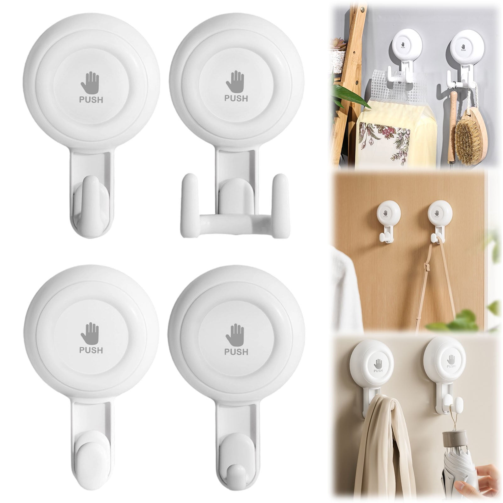 LGCASL Vacuum Rotary Suction Cup Hook Vacuum Suction Cup Hook No Drill Rotating Single Hook Wall Hanger for Kitchen/Bathroom Removable Damage Free Holder 6.8*11.1cm C
