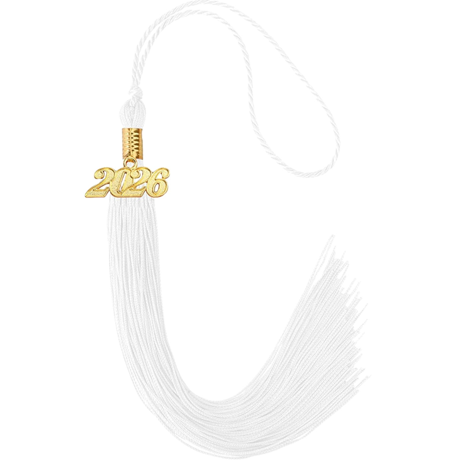 LGCASL 2026 Tassel Graduation, White Graduation Tassel, Tassel Charms for Graduations Cap Decorations, Tassels Memorial Grad Cords Class of 2026 High School Graduate Hat Ceremonies Accessories 1pc 2026 Graduation Season Hat Tassel Pendant White