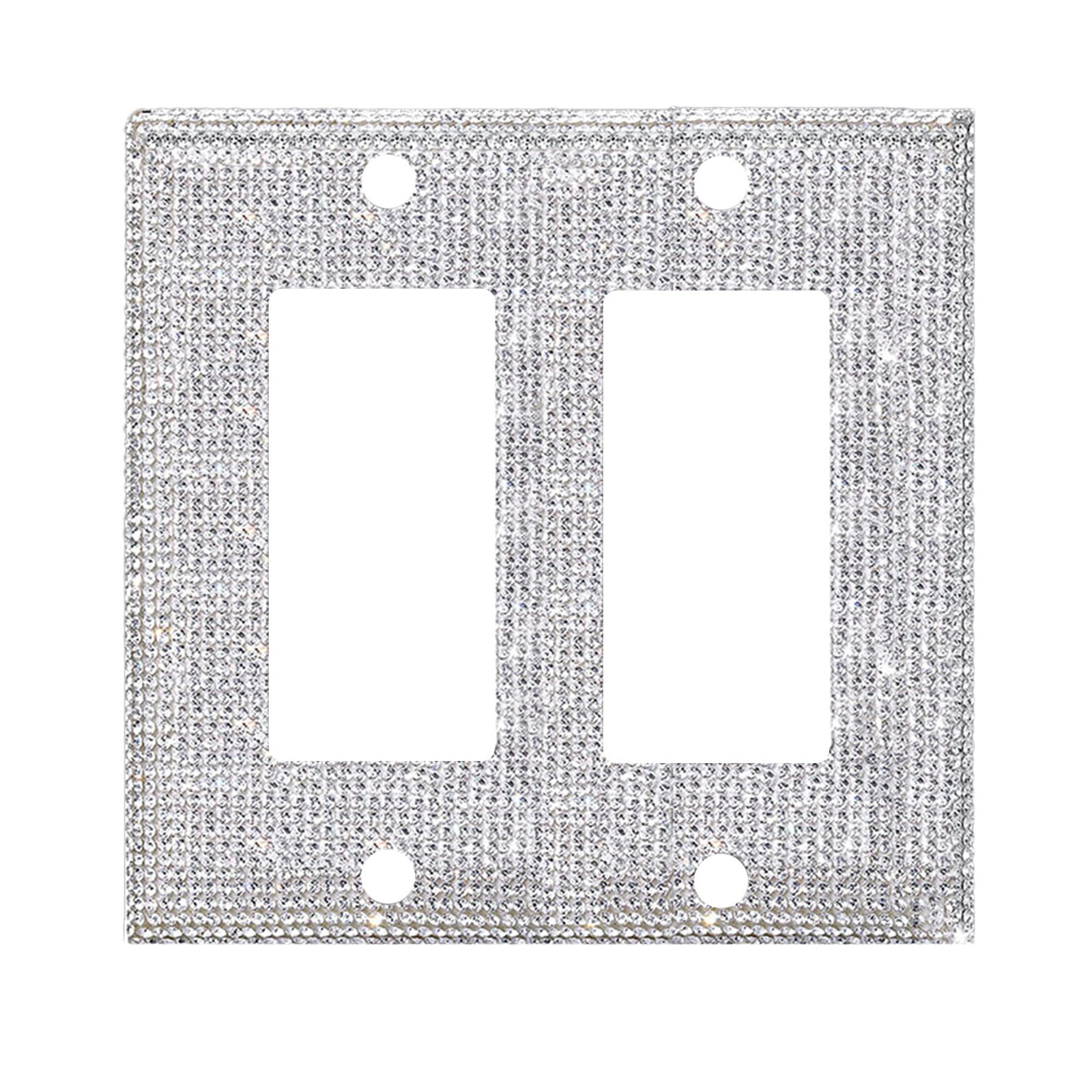 Clearance! JWDX Crystal Adornment, Crystal Decoration Promotion, 1Set Silver Shiny Rhinestones Wall Plate Light Cover Wall Plate Cover Light Cover Decorative Bling Light Cover for Home Ornaments B