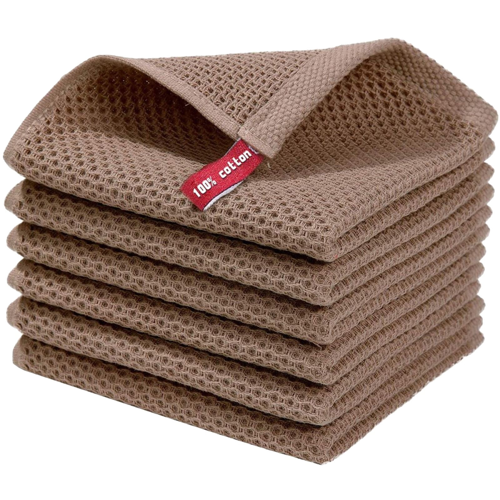 JWDX Wipes Clearance! Cotton Brown Kitchen Dish Cloths Weave Ultra Soft Absorbent Dish Towels Quick Drying Dish Rags 12X12Inches 5Pc, Household Cleaning Cloth Promotion Include 5X Rag Towel Coffee