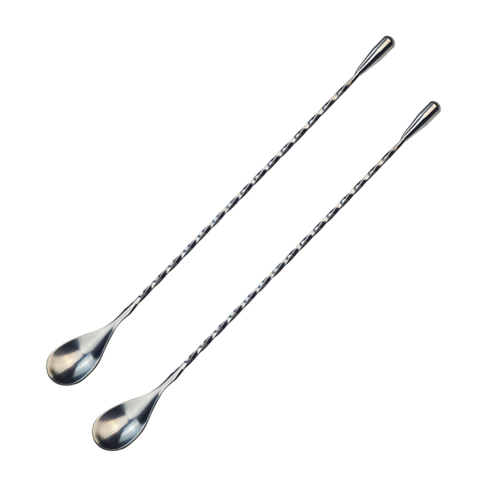 JWDX Tableware Clearance! Stainless Steel Bar Spoon Long Handle Threaded Water Drop Spoon Cocktail Spoon Coffee Stirring Spoon Mixing Rod, Include 2 Stainless Steel Spoons Silver