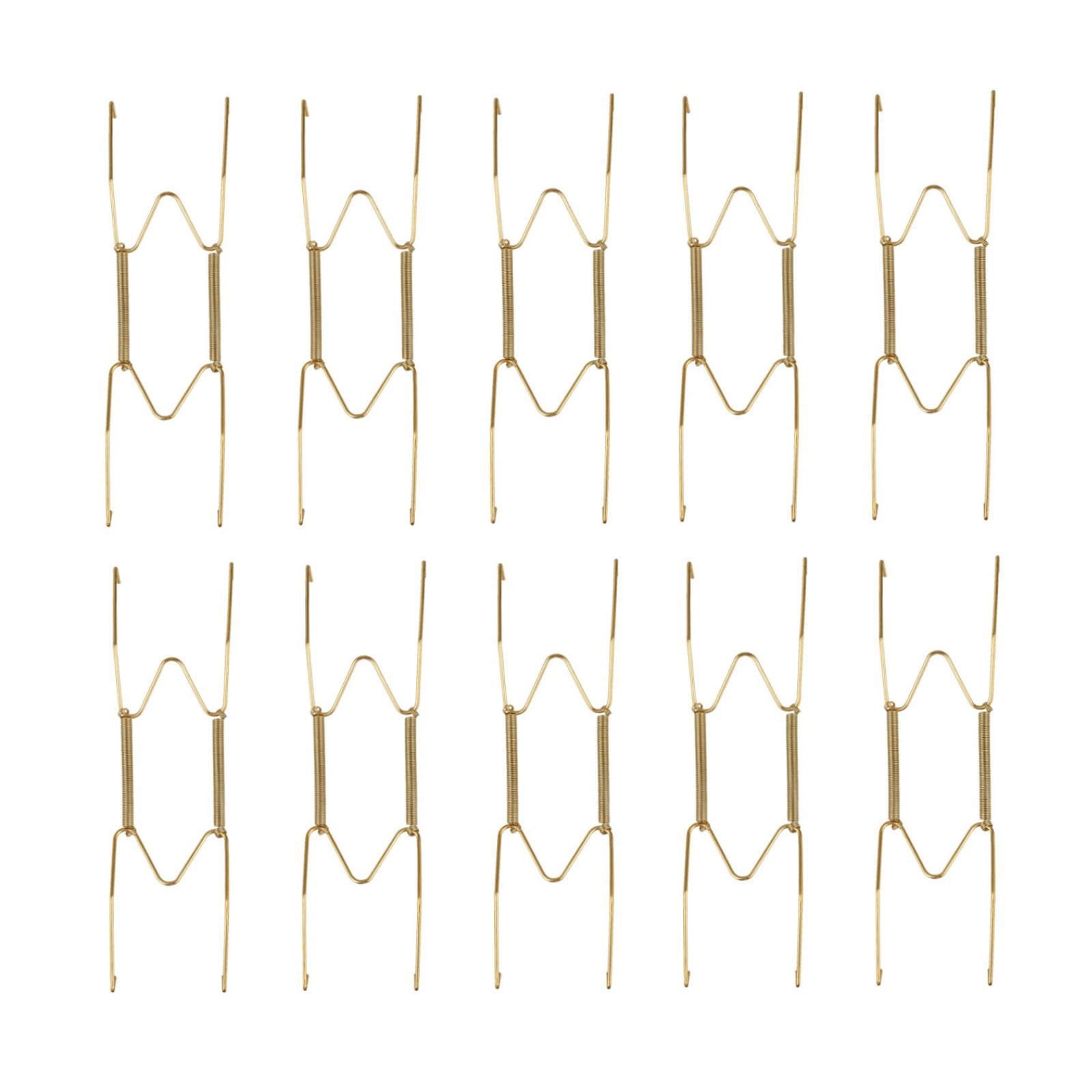 JWDX Hooks Clearance! Dish Display Plate Hangers 10 Pack Stainless Steel Decorative Wire Plate Hanger Holders in Spring Hook Holder Hanging Wire for Decorative Plates and Art Gold