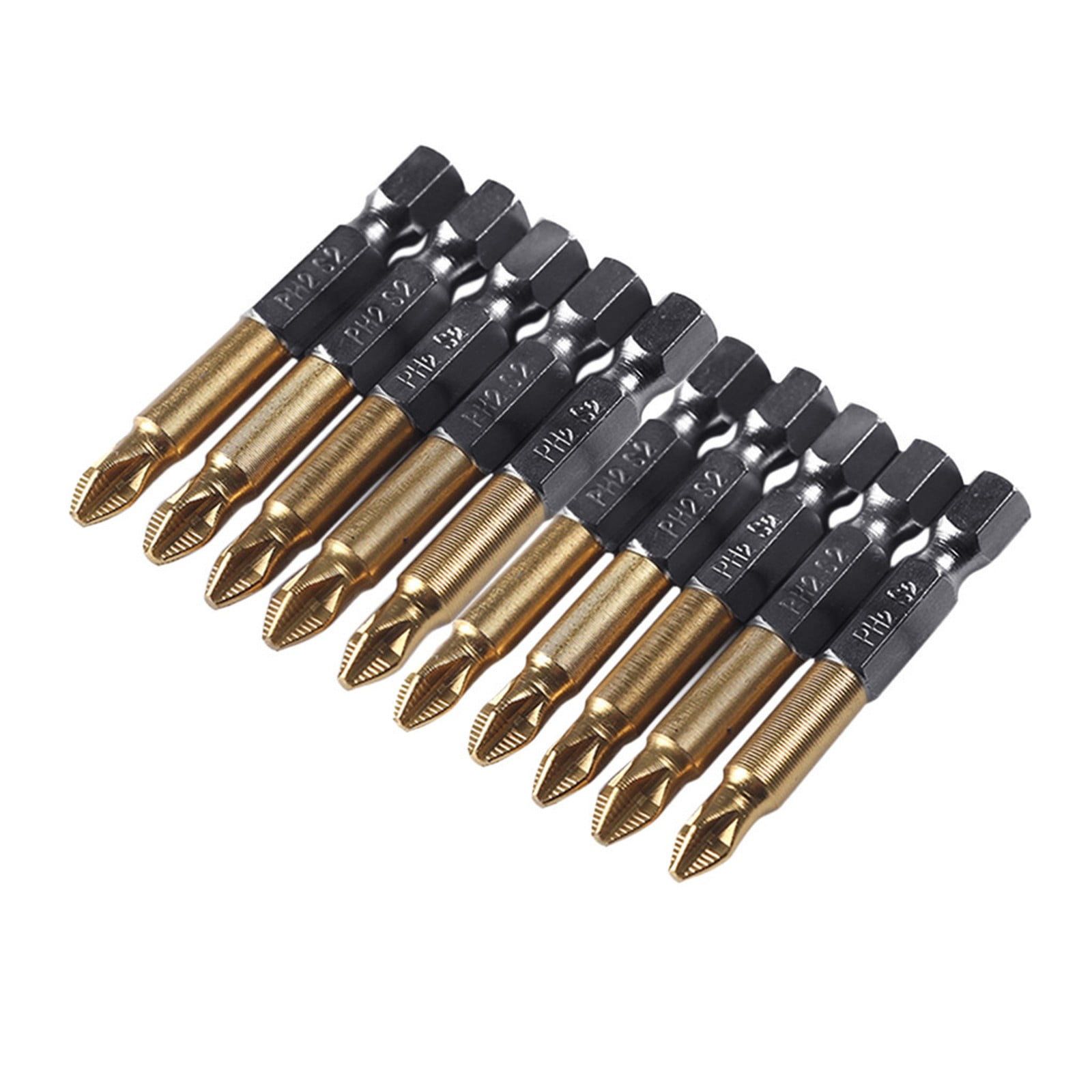 JWDX Drill Bits and Accessories Clearance! Titanium-Plated Non-Slip Cross Bit S2 5-Pack, 5Pcs 1/4 Hex Shank Magnetic Non-Slip Ph2 Phillips Cross Head Screwdriver Bit, include 5X Screwdriver A