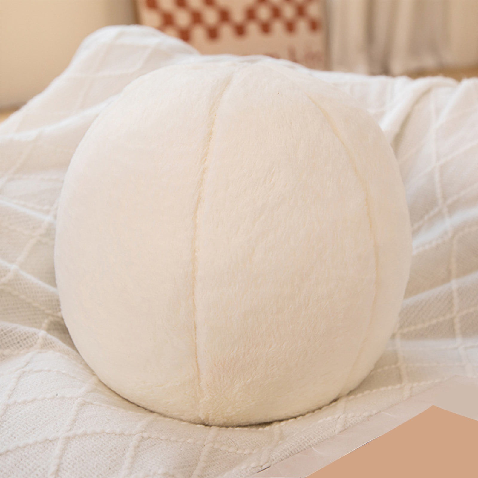 11.8 inch Ball Pillow Nordic Round Throw Pillows Boucle Ball Pillow Sphere Shaped Pillow Round Decorative Pillow for Couch, Sofa, Bedroom White
