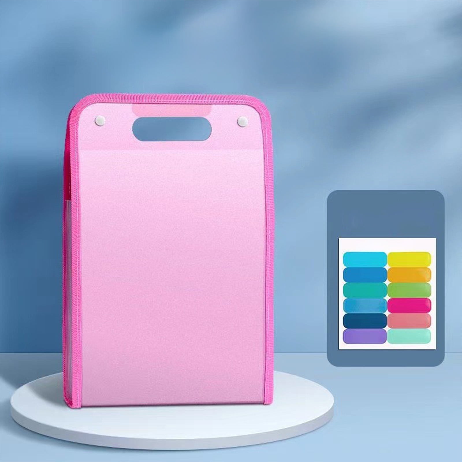 Portable Vertical Expanding Accordion Folder with 13 Pockets, Large Capacity File Organizer Bag A4 Letter Size P-ink