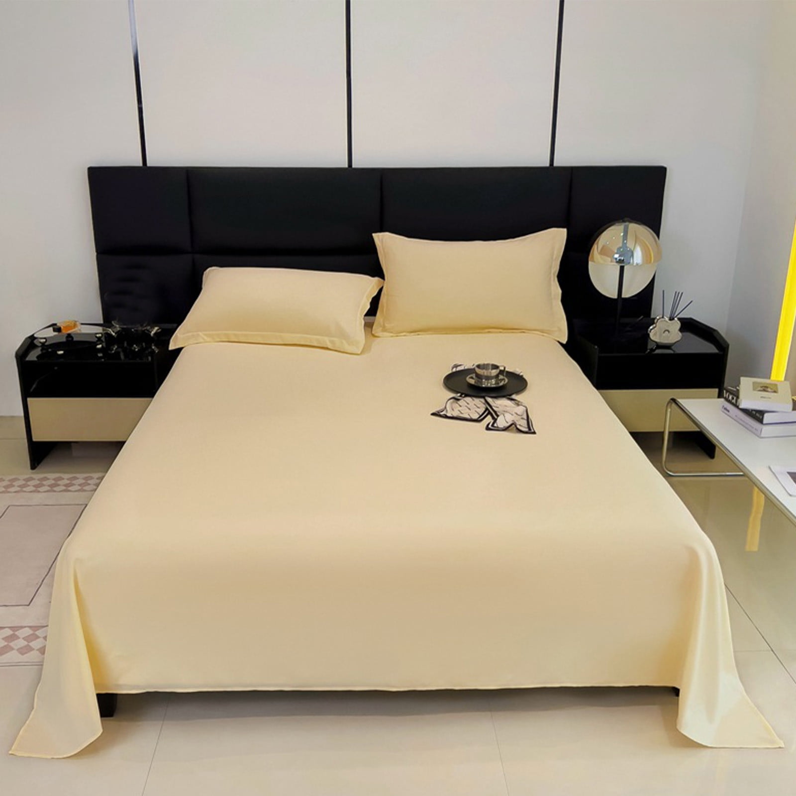 Waterproof Bed Flat Sheet ,Best Season Cotton Sheet-Long Staple Cotton Sheets Set, Soft Cotton Bed Sheets,Reusable Washable Mattress Protector Sheet, Furniture Cover for Bedding,Couch Yellow