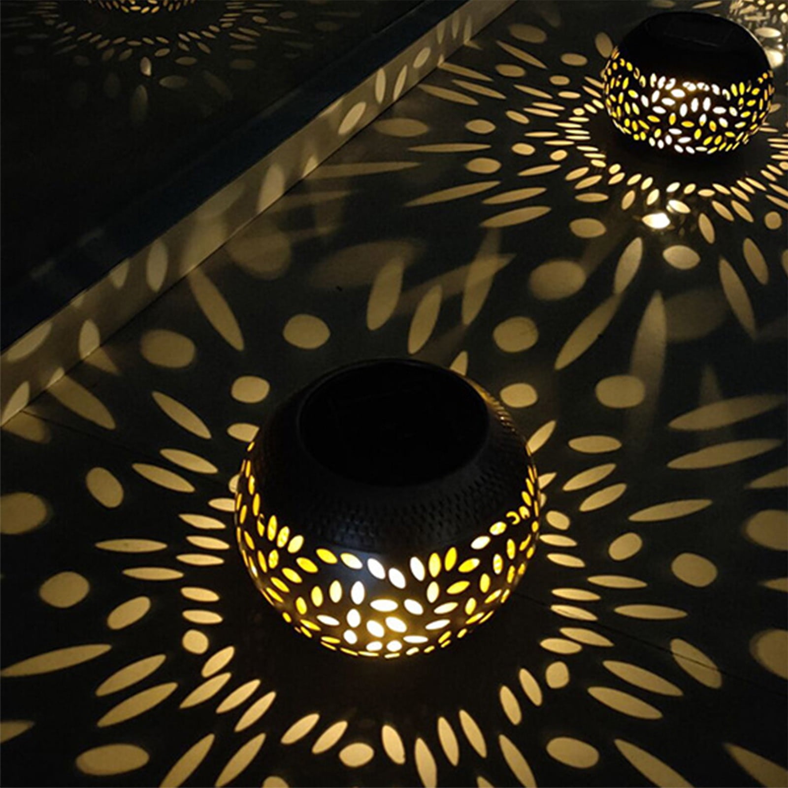 Solar Lantern Outdoor Waterproof, Solar Table Lights LED Metal Tabletop Light Solar Powered Decorative Lighting Lanterns for Desk Bedroom Patio Garden Yard,Flickering Flame Light round Pot Black