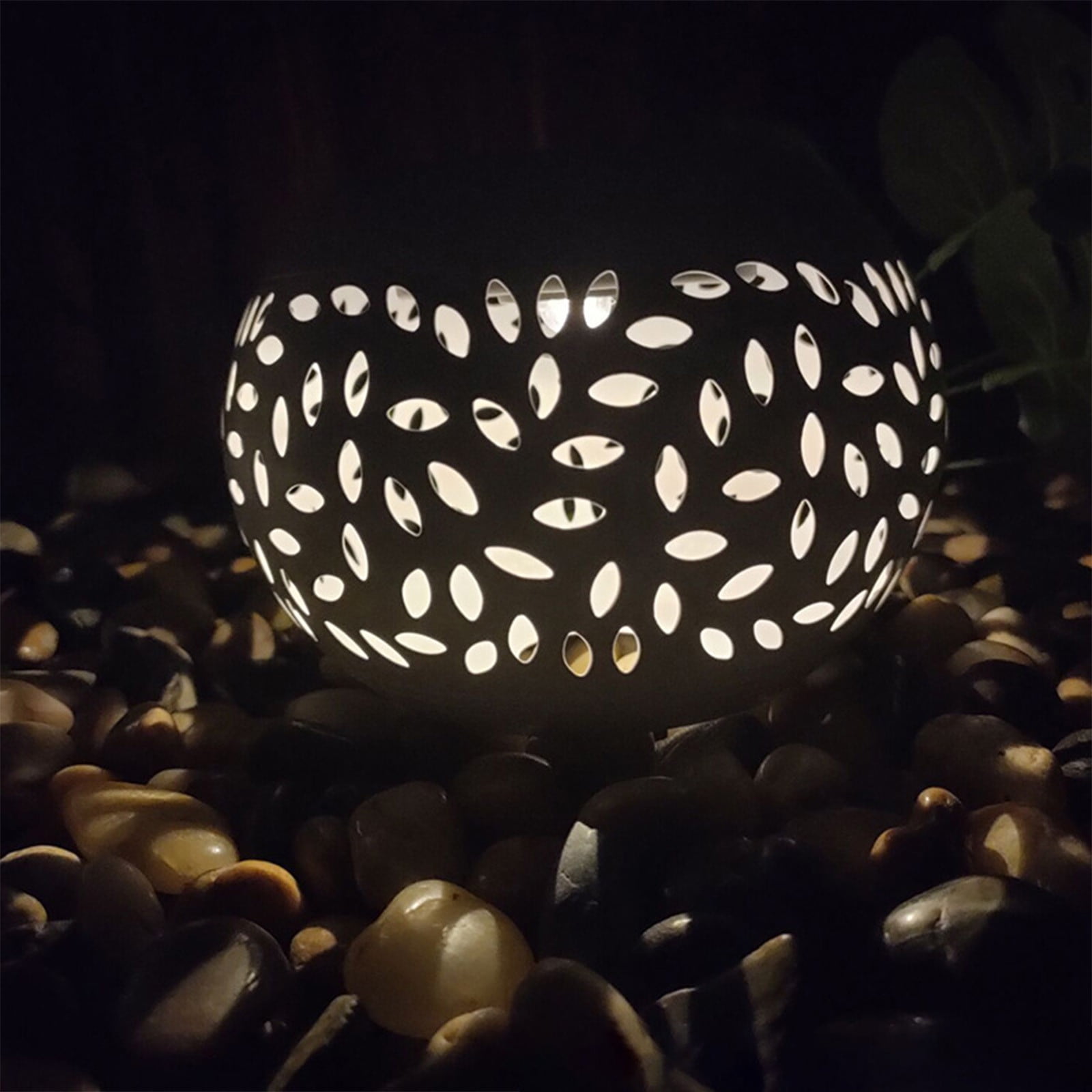 Solar Lantern Outdoor Waterproof, Solar Table Lights LED Metal Tabletop Light Solar Powered Decorative Lighting Lanterns for Desk Bedroom Patio Garden Yard,Flickering Flame Light round Pot White