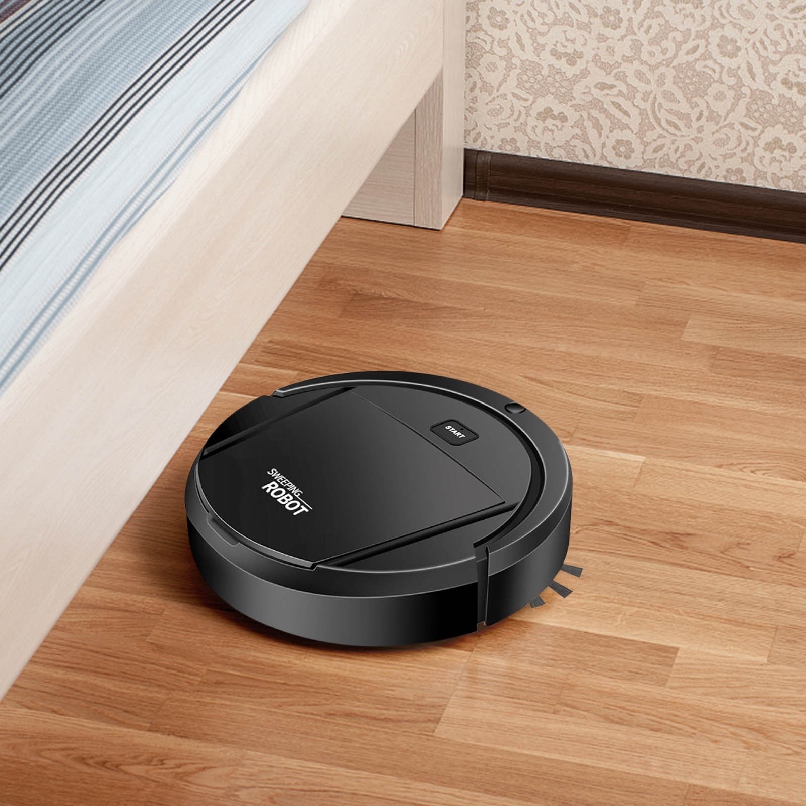 Robot Vacuum Cleaner, 4 in 1 Ultra Thin Low Operation Intelligent Sweeping Mopping Robot,for Hard Floor, Pet Hair and Low-Piled Carpet,Quiet,Integral Memory Multiple Cleaning Modes Vacuum Black