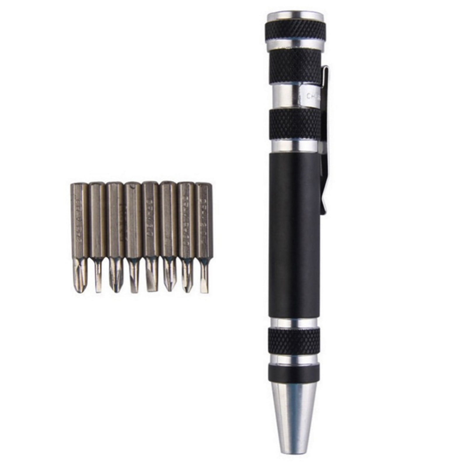 8 In 1 Pen Screwdriver - Multitool Pocket Screwdriver Mini Screwdriver Set Handy Tool Magnetic Portable Screwdriver Crossing Flathead Screwdriver for Repairing Installing Hand Tool Black