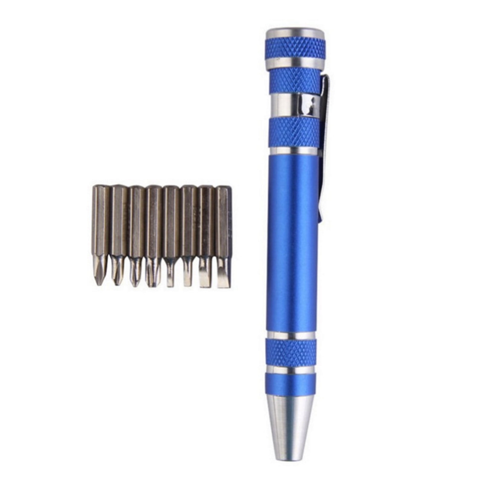 8 In 1 Pen Screwdriver - Multitool Pocket Screwdriver Mini Screwdriver Set Handy Tool Magnetic Portable Screwdriver Crossing Flathead Screwdriver for Repairing Installing Hand Tool Blue