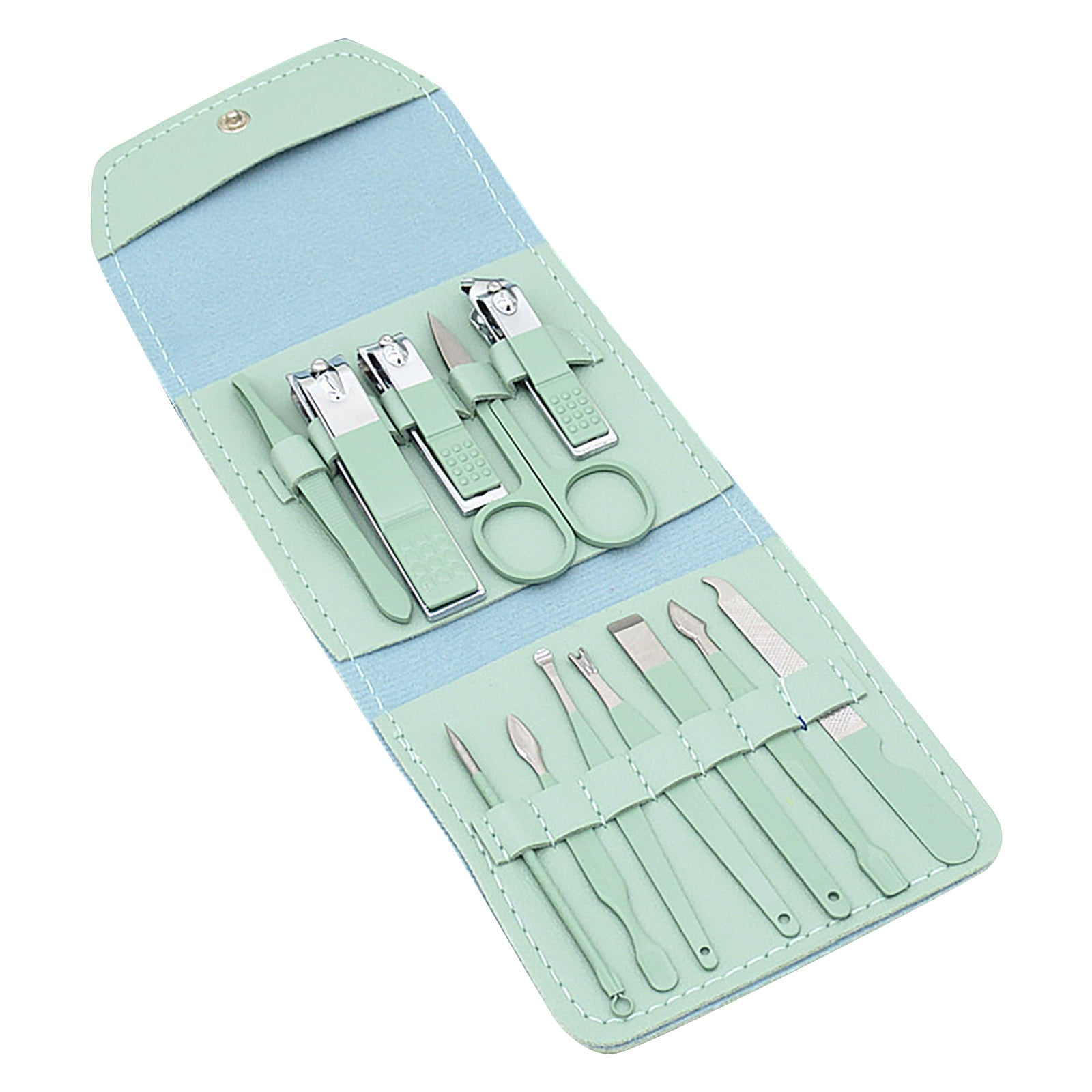 12 in 1 Piece Nail Clipper and Facial Care Tool Set - Manicure, Pedicure and Beauty Tool Set for Fingernail Toenail and Face Grooming Travel, Nail Cutters Scissors Kit for Manicure Tools Green