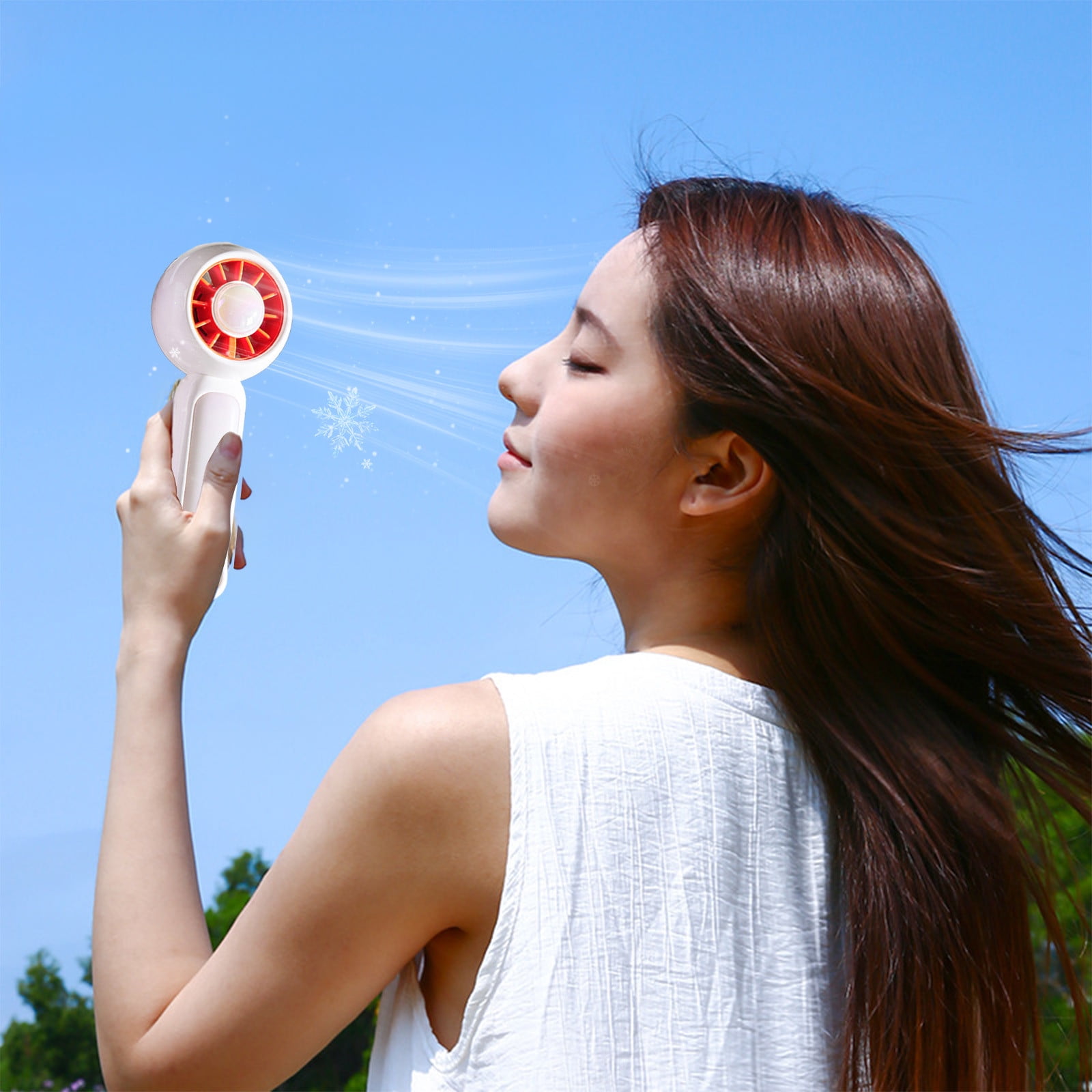 Air Conditioner Fan – The GENUINE Portable Ice Cooling Refrigerating Pad Handheld Cooling Fan That Blows Cold Air White