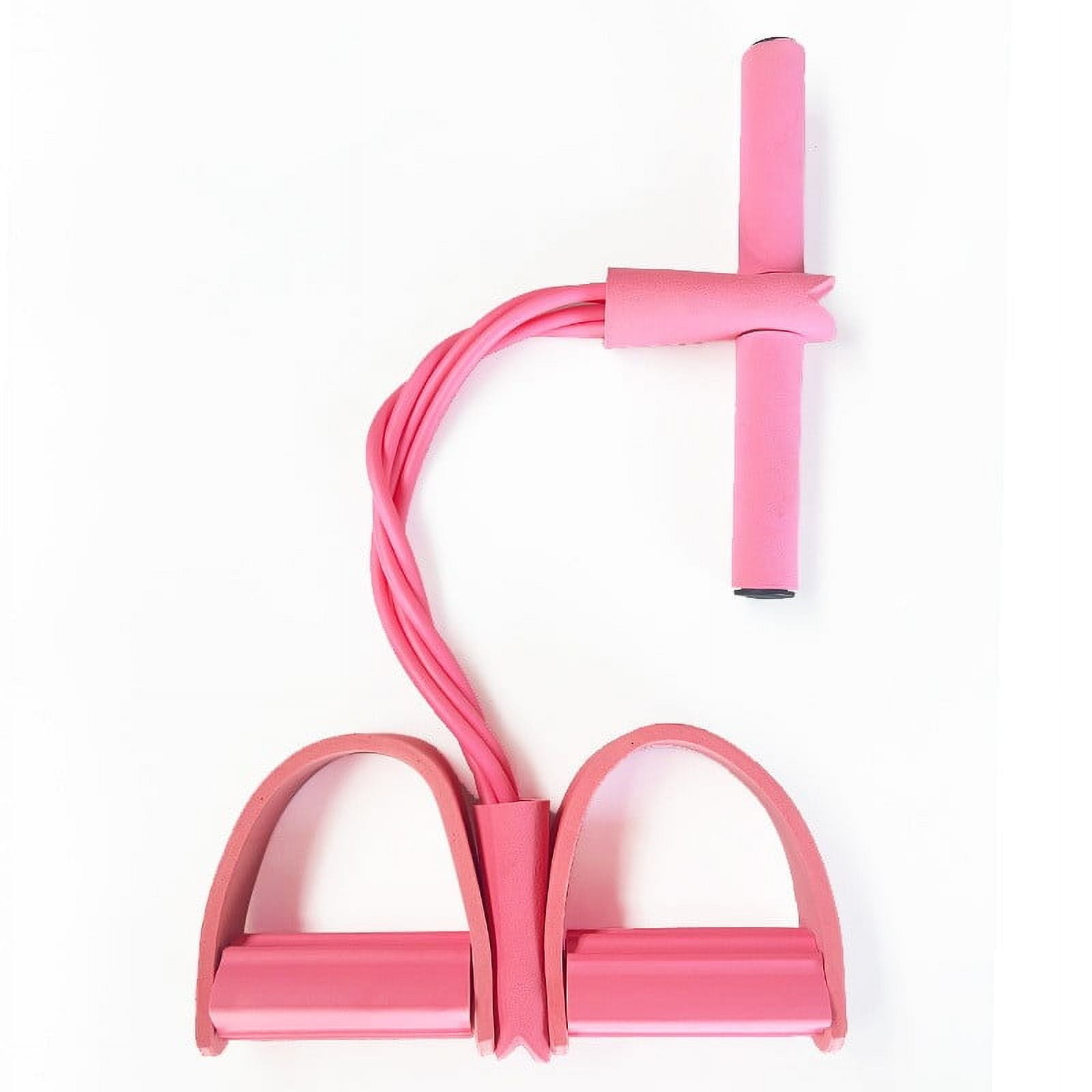 21 Fitness Resistance Bands-4 Tube Pedal Ankle Puller - Sit up Leg Stretch Rope Exercise Bands with Handles, Stretching Workout Fitness Bands for Arm Weights Exercise Equipment Pink